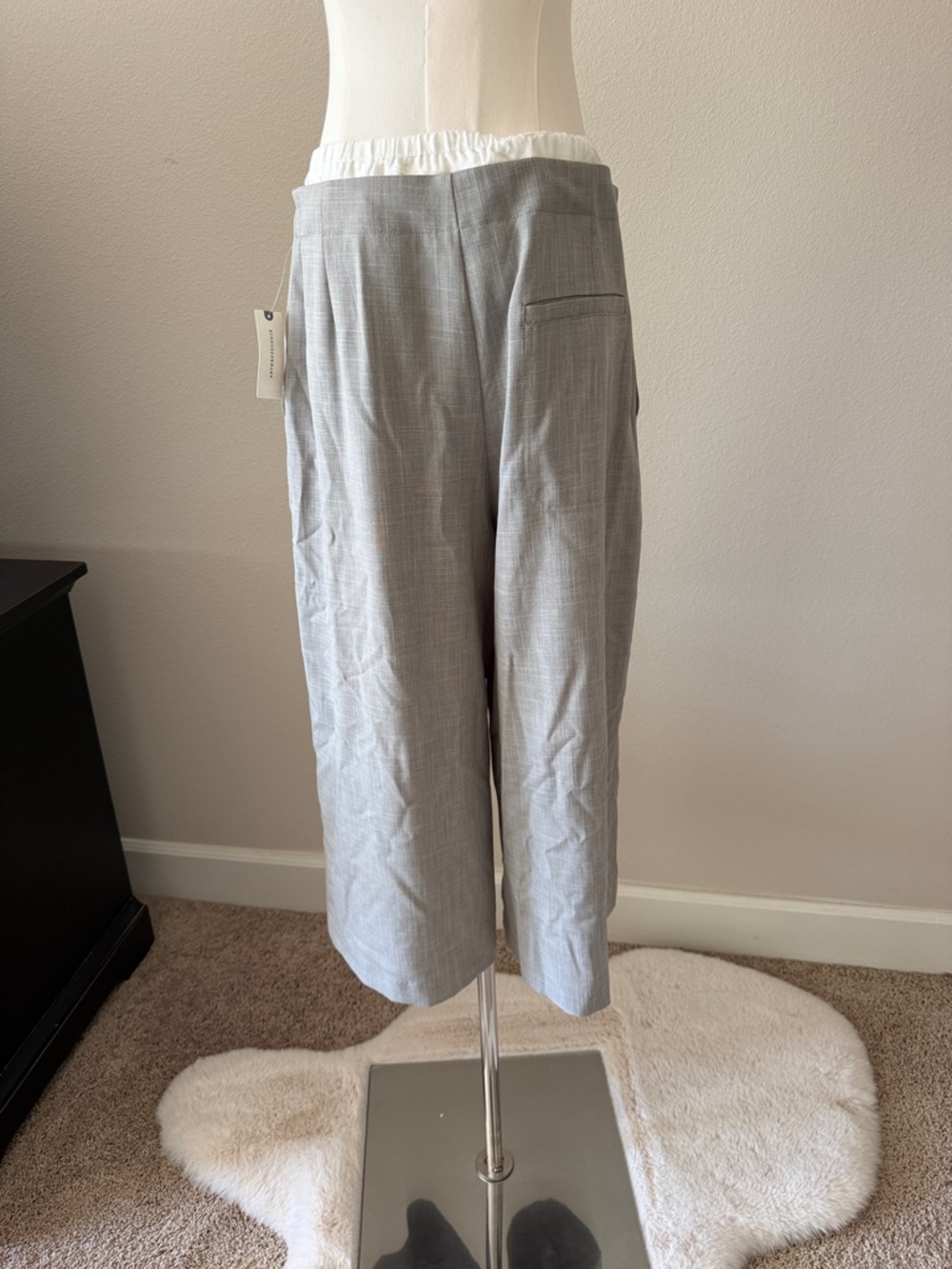 Anthropologie Gray Wide-Leg Drawstring Trousers - Picture 4 of 7